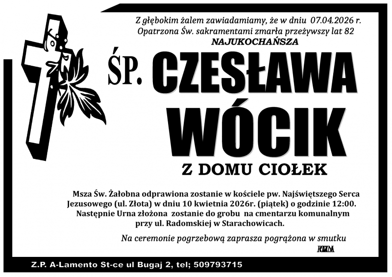 Czesława  Wócik z d. Ciołek