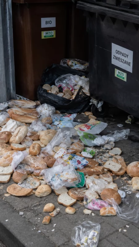 Pieczywo na śmietniku - smutny obraz codzienności