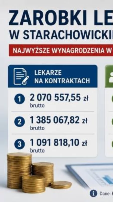 W starachowickim szpitalu - TOP 20 - najlepiej zarabiających lekarz i TOP 10 - najlepiej zarabiających pielęgniarek. 