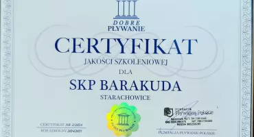 Starachowicki Klub Pływacki Barakuda z prestiżowym certyfikatem. Wyróżnienie motywacją do dalszej pracy