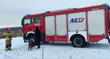Znaleziony zmarznięty pies uratowany z lodowatej rzeki w Wąchocku 
