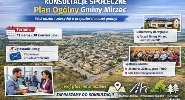 Plan ogólny Gminy Mirzec - konsultacje społeczne dla mieszkańców