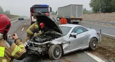 Pierwsza kolizja na obwodnicy Wąchocka