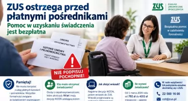  ZUS ostrzega przed płatnymi pośrednikami. Pomoc w uzyskaniu świadczenia jest bezpłatna